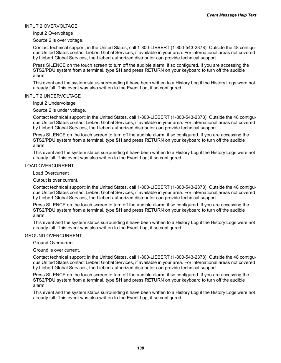 Liebert STS2 User Manual | Page 146 / 156