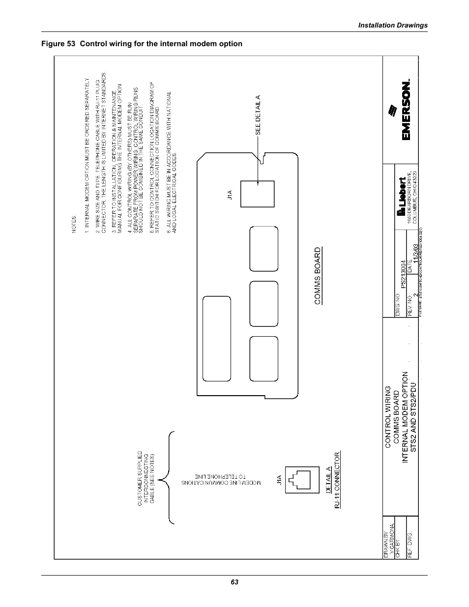 E internal modem. see figure 53 | Liebert STS2 User Manual | Page 71 / 156