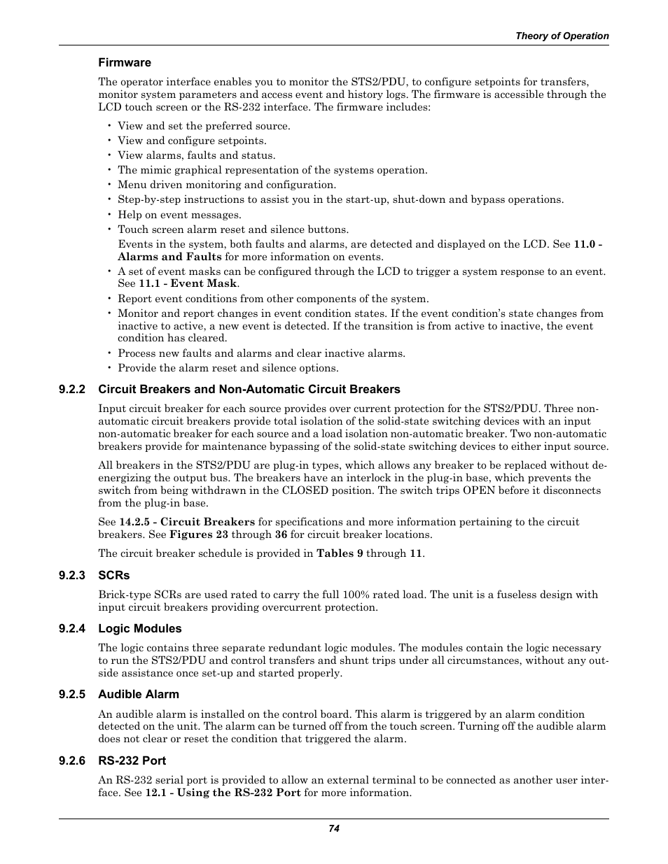 Firmware, 3 scrs, 4 logic modules | 5 audible alarm, 6 rs-232 port, Scrs, Logic modules, Audible alarm, Rs-232 port | Liebert STS2 User Manual | Page 82 / 156