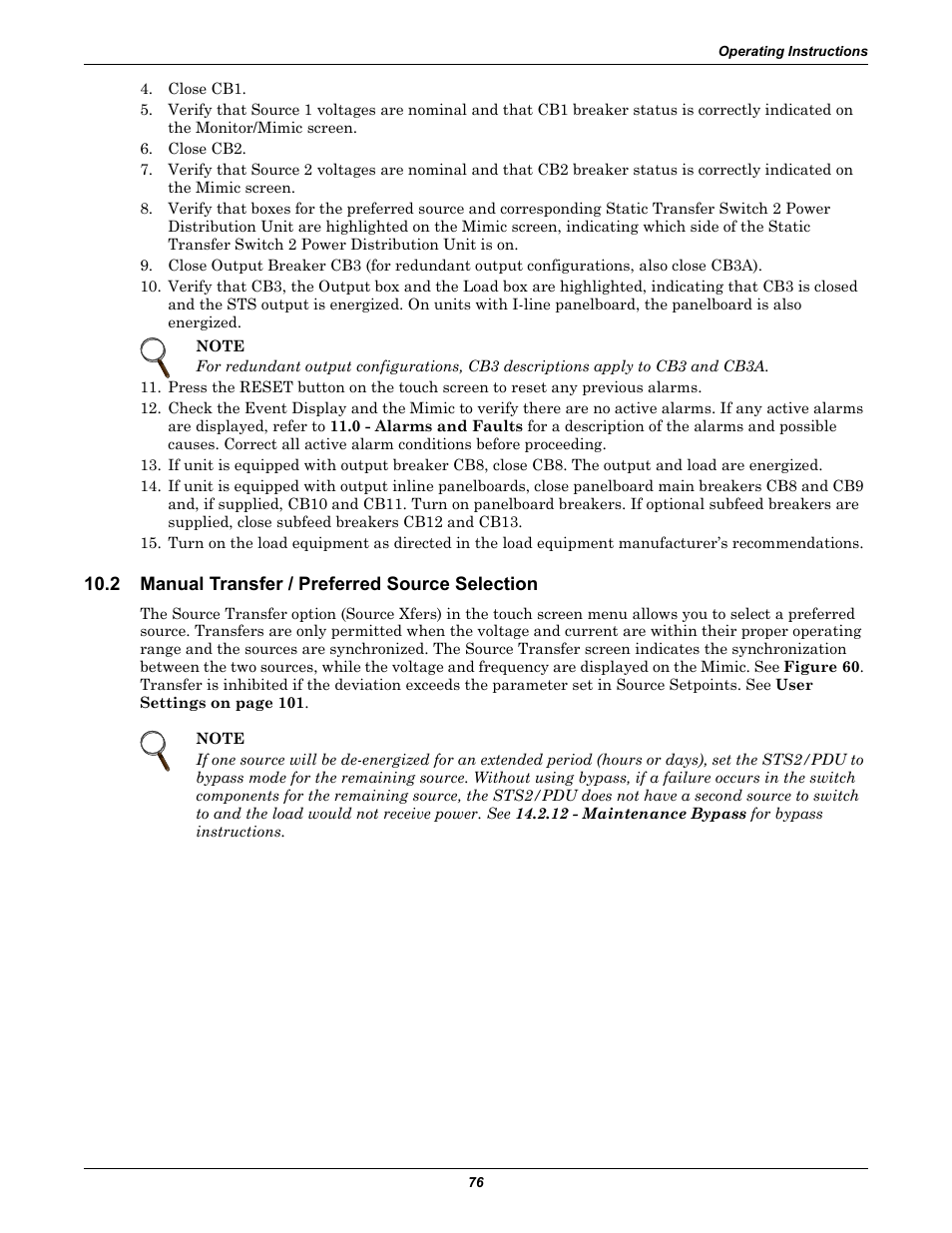 2 manual transfer / preferred source selection, Manual transfer / preferred source selection | Liebert STS2 User Manual | Page 84 / 156