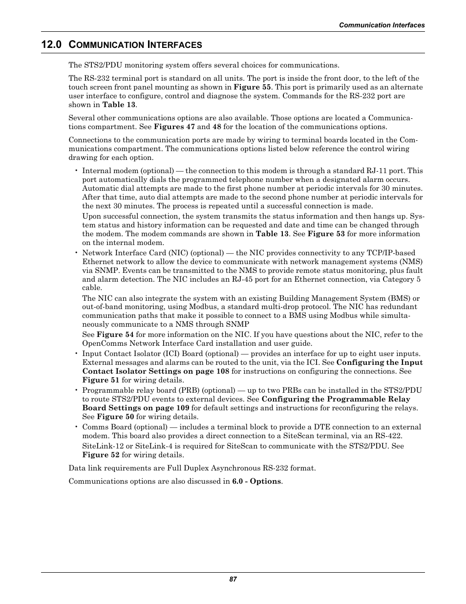 0 communication interfaces, Ommunication, Nterfaces | 0 - communication interfaces | Liebert STS2 User Manual | Page 95 / 156