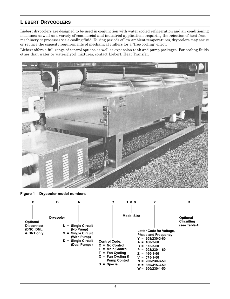 Liebert drycoolers, Figure 1 drycooler model numbers, Iebert | Rycoolers, Drycooler model numbers | Liebert EMERSON 60 HZ User Manual | Page 5 / 20