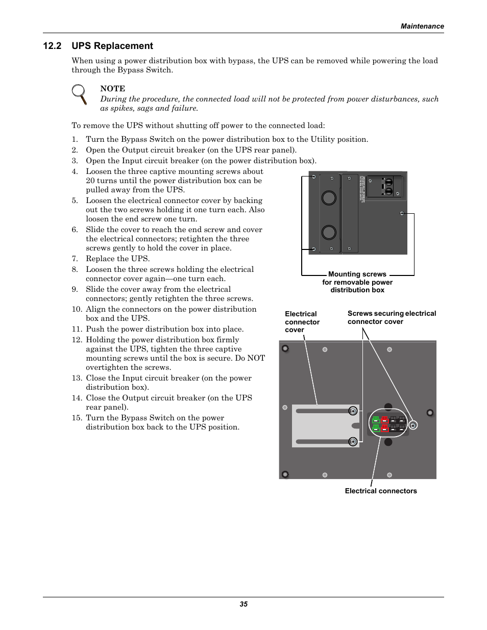 2 ups replacement, Ups replacement | Liebert GXT2-6000 RT208 User Manual | Page 41 / 52