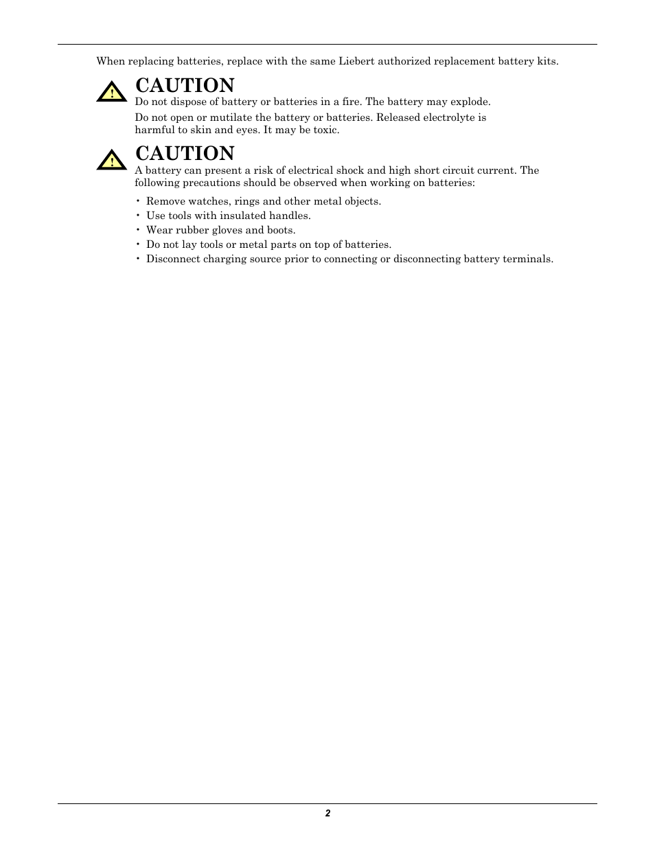 Caution | Liebert GXT2-6000 RT208 User Manual | Page 8 / 52
