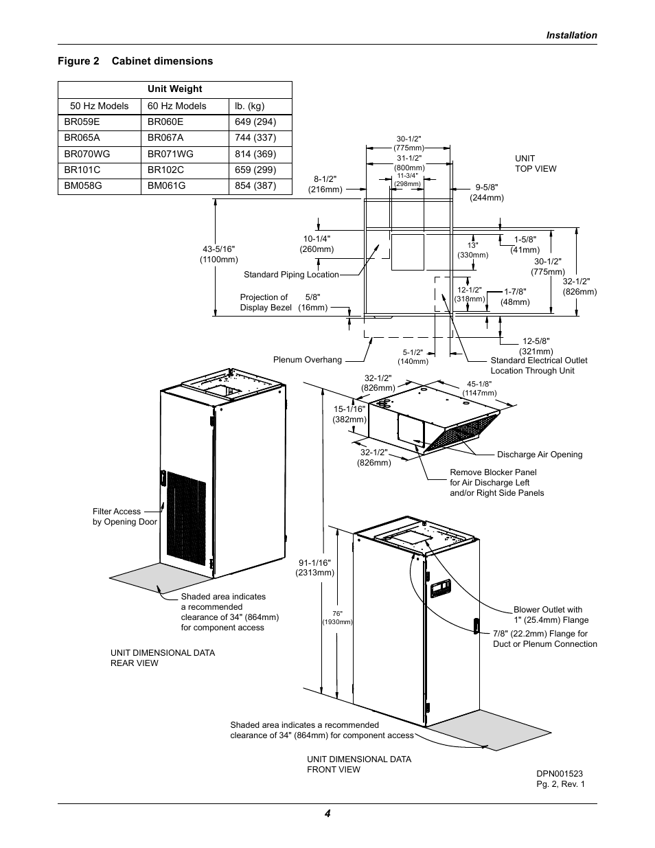 Figure 2 cabinet dimensions, Figure 2, Cabinet dimensions | Liebert Challenger ITR User Manual | Page 10 / 64