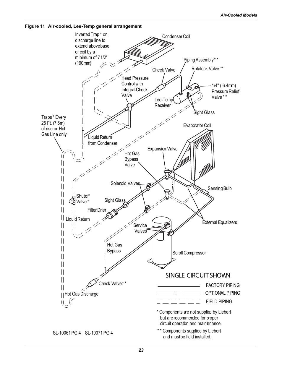 Figure 11 air-cooled, lee-temp general arrangement, Single circuit shown | Liebert Challenger ITR User Manual | Page 29 / 64