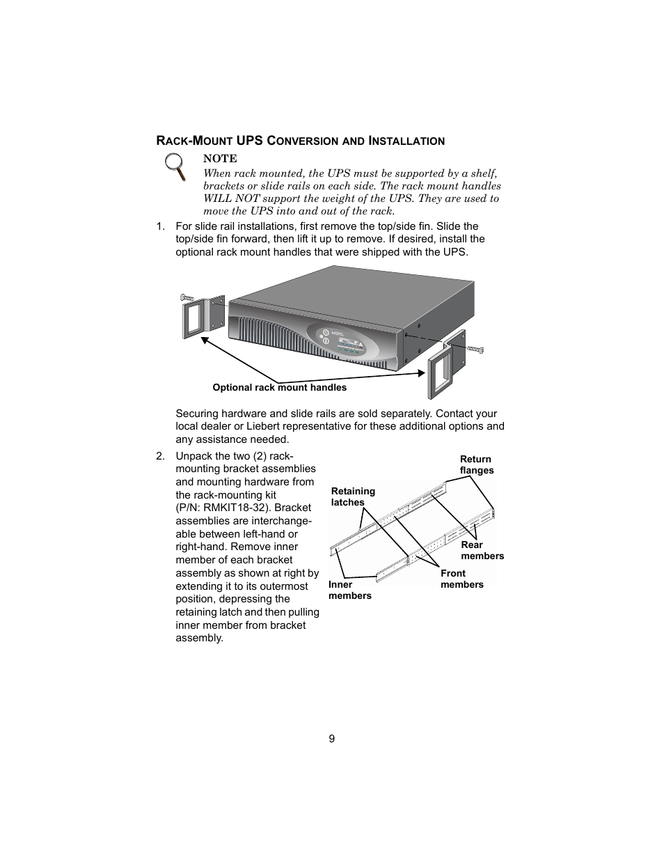 Rack-mount ups conversion and installation, Ups c | Liebert 208V User Manual | Page 13 / 40