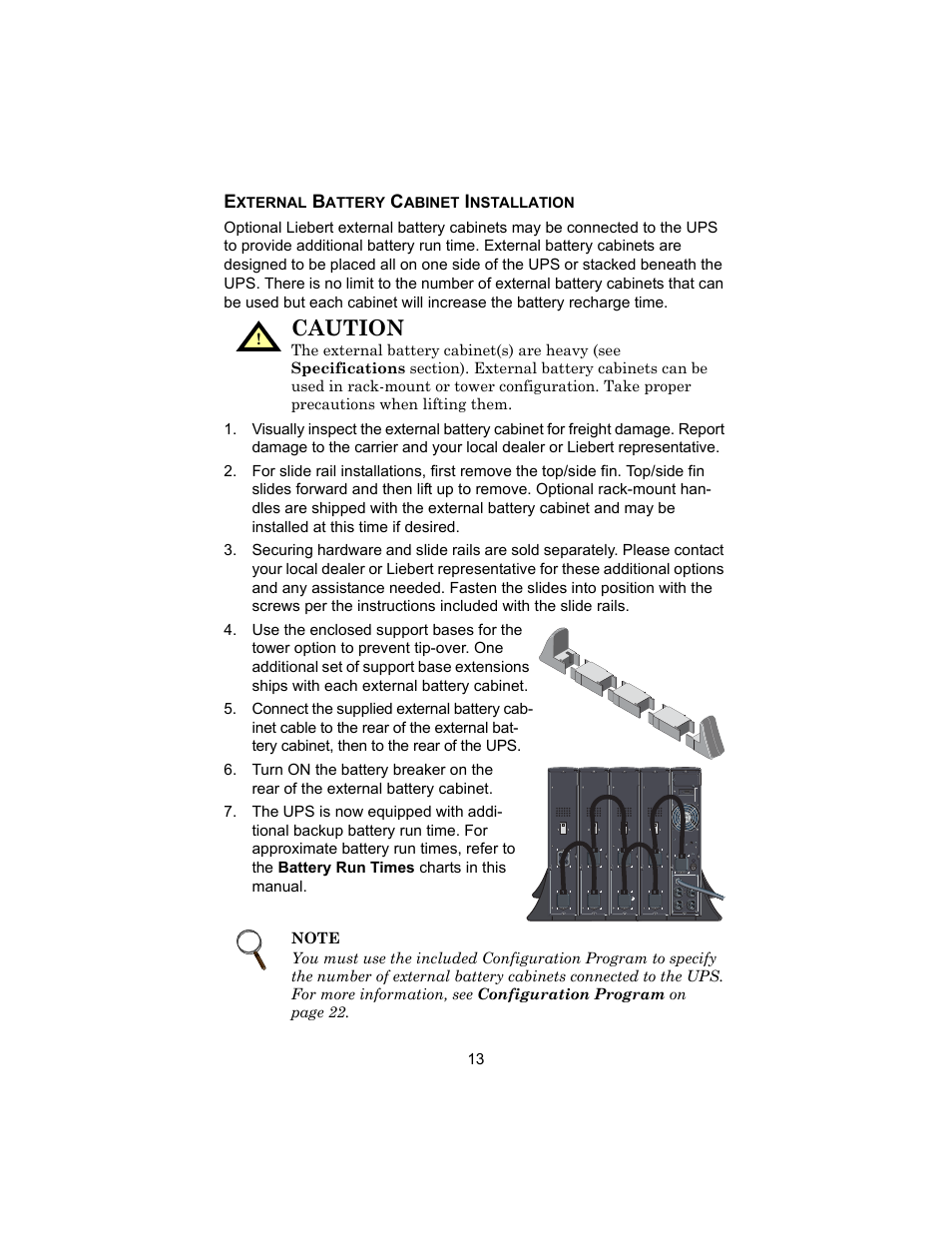 External battery cabinet installation, Caution | Liebert 208V User Manual | Page 17 / 40