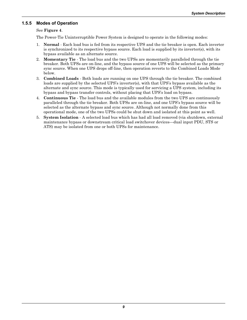 5 modes of operation, Modes of operation | Liebert Series 610 User Manual | Page 13 / 44