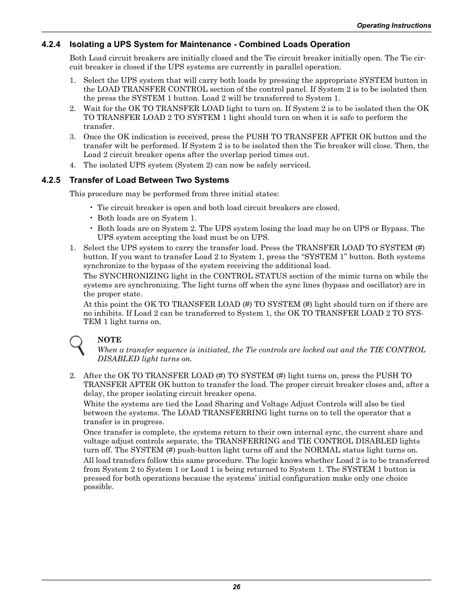 5 transfer of load between two systems, Transfer of load between two systems | Liebert Series 610 User Manual | Page 30 / 44
