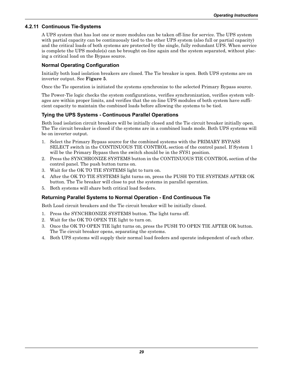 11 continuous tie-systems, Normal operating configuration | Liebert Series 610 User Manual | Page 33 / 44