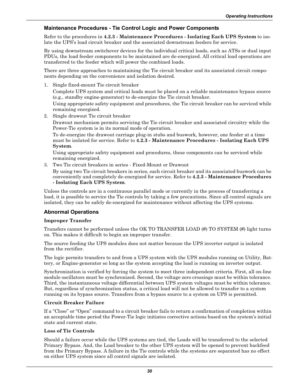 Abnormal operations | Liebert Series 610 User Manual | Page 34 / 44