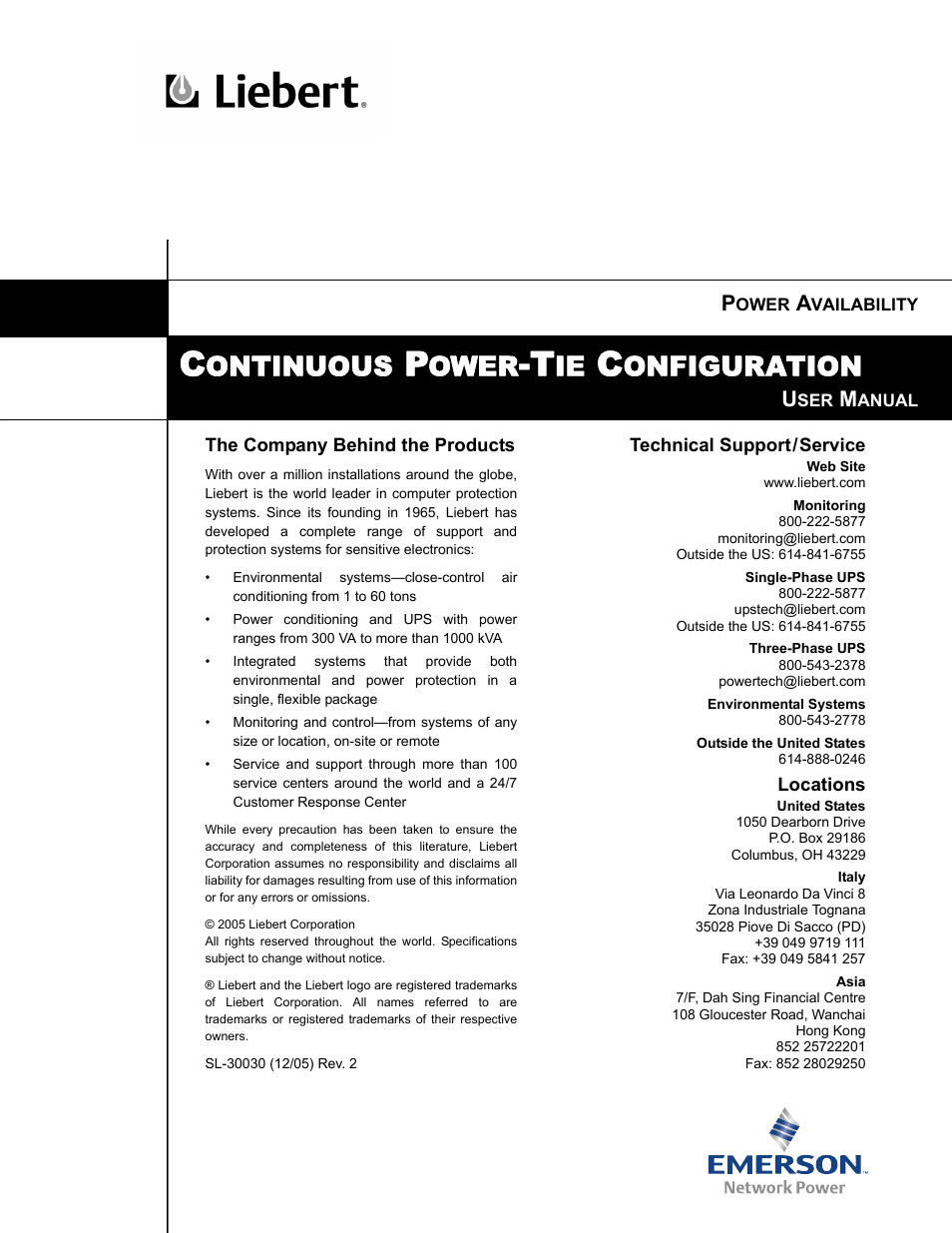 Ontinuous, Ower, Onfiguration | Liebert Series 610 User Manual | Page 44 / 44