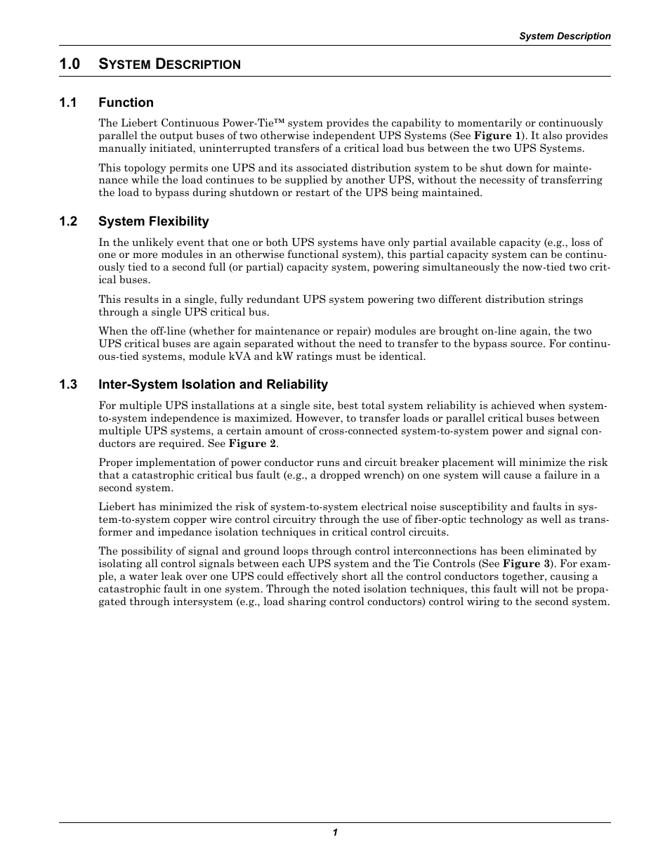 0 system description, 1 function, 2 system flexibility | 3 inter-system isolation and reliability, Ystem, Escription, Function, System flexibility, Inter-system isolation and reliability | Liebert Series 610 User Manual | Page 5 / 44