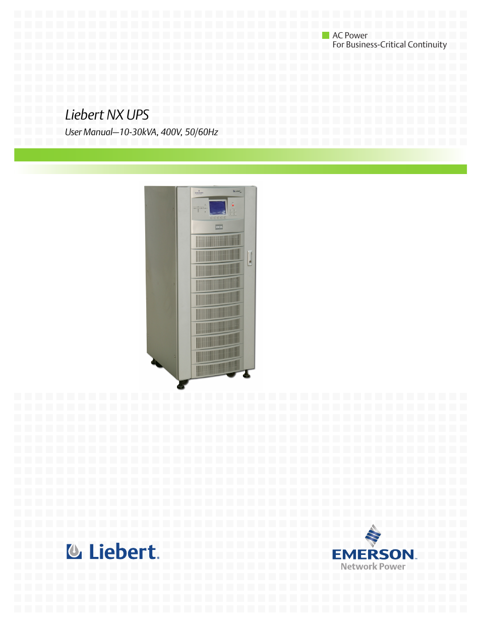 Liebert Emerson NX UPS System User Manual | 88 pages