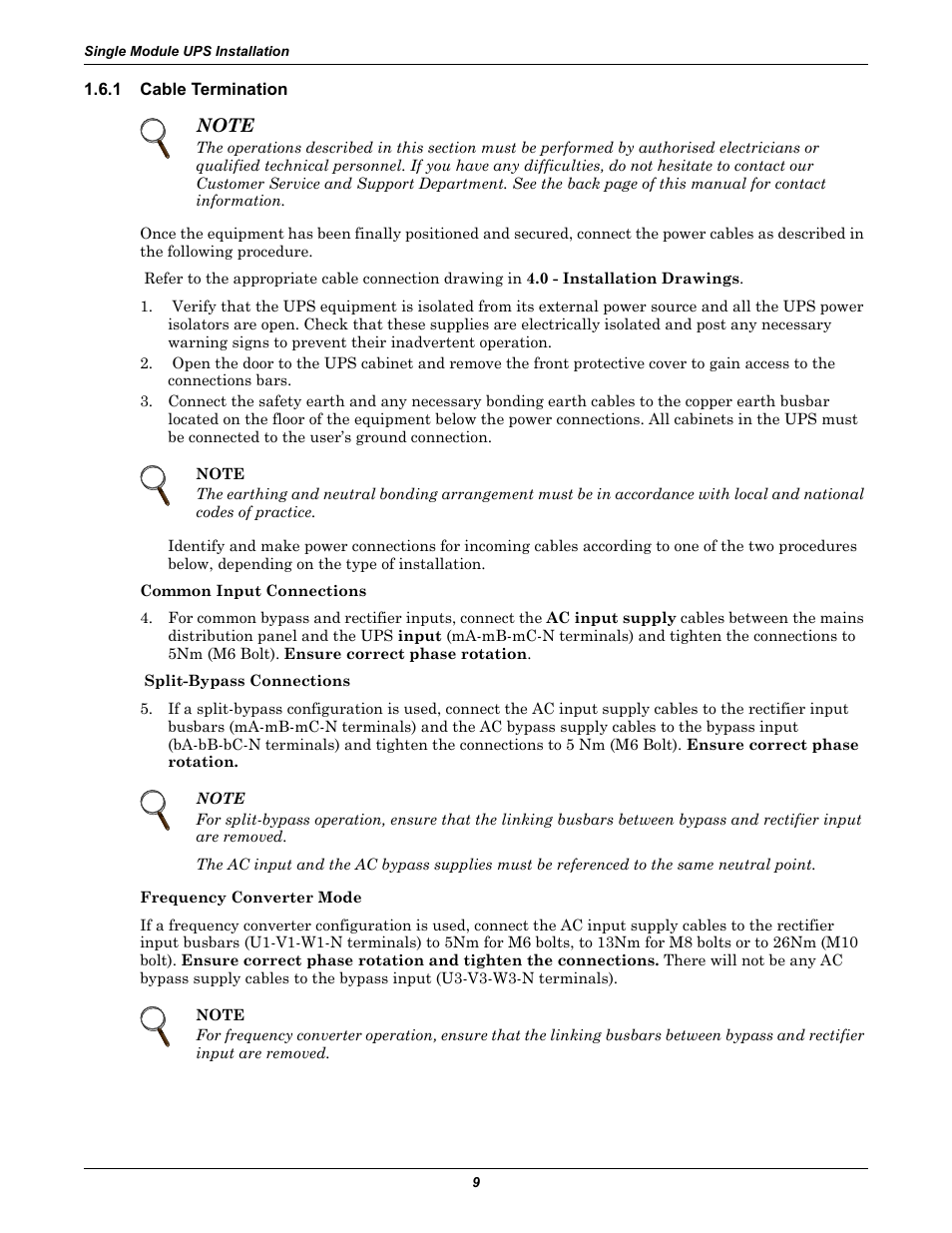 1 cable termination, Cable termination | Liebert Emerson NX UPS System User Manual | Page 17 / 88