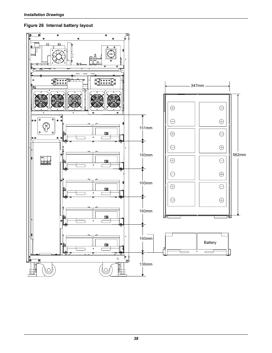 Figure 26 internal battery layout | Liebert Emerson NX UPS System User Manual | Page 46 / 88