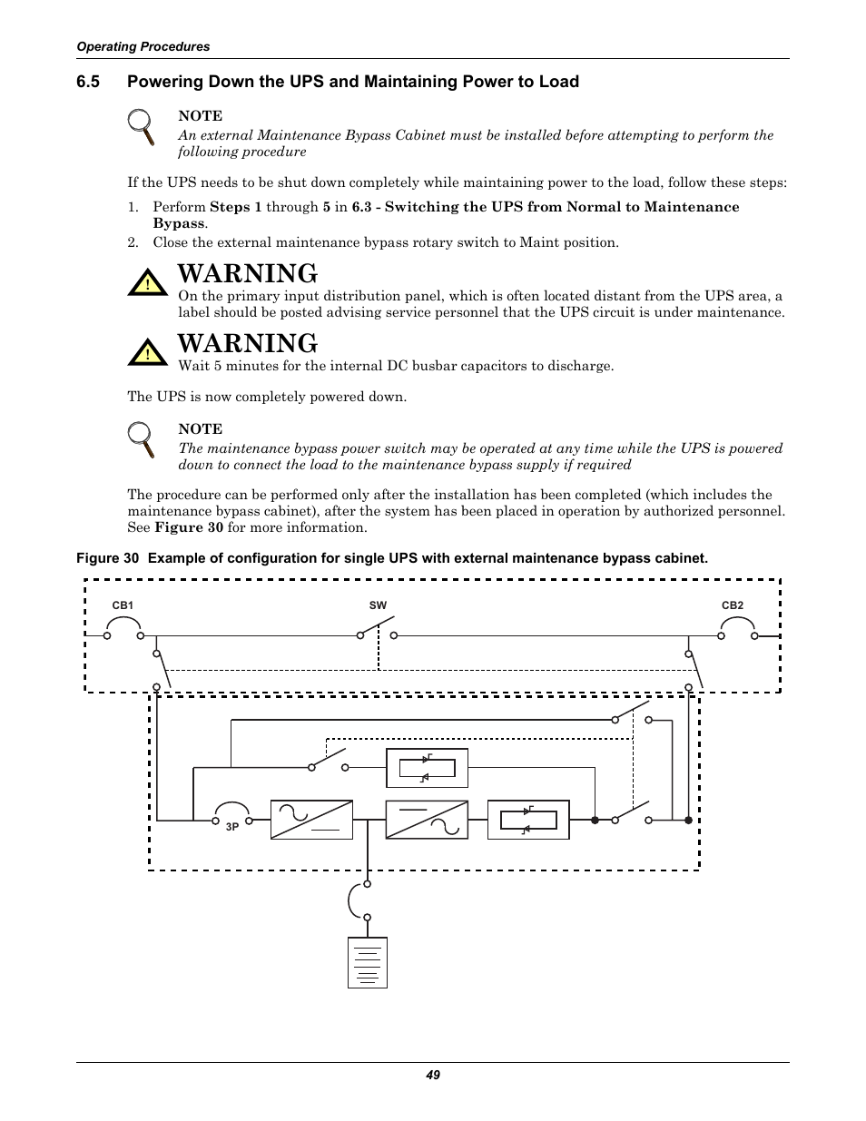 Warning | Liebert Emerson NX UPS System User Manual | Page 57 / 88