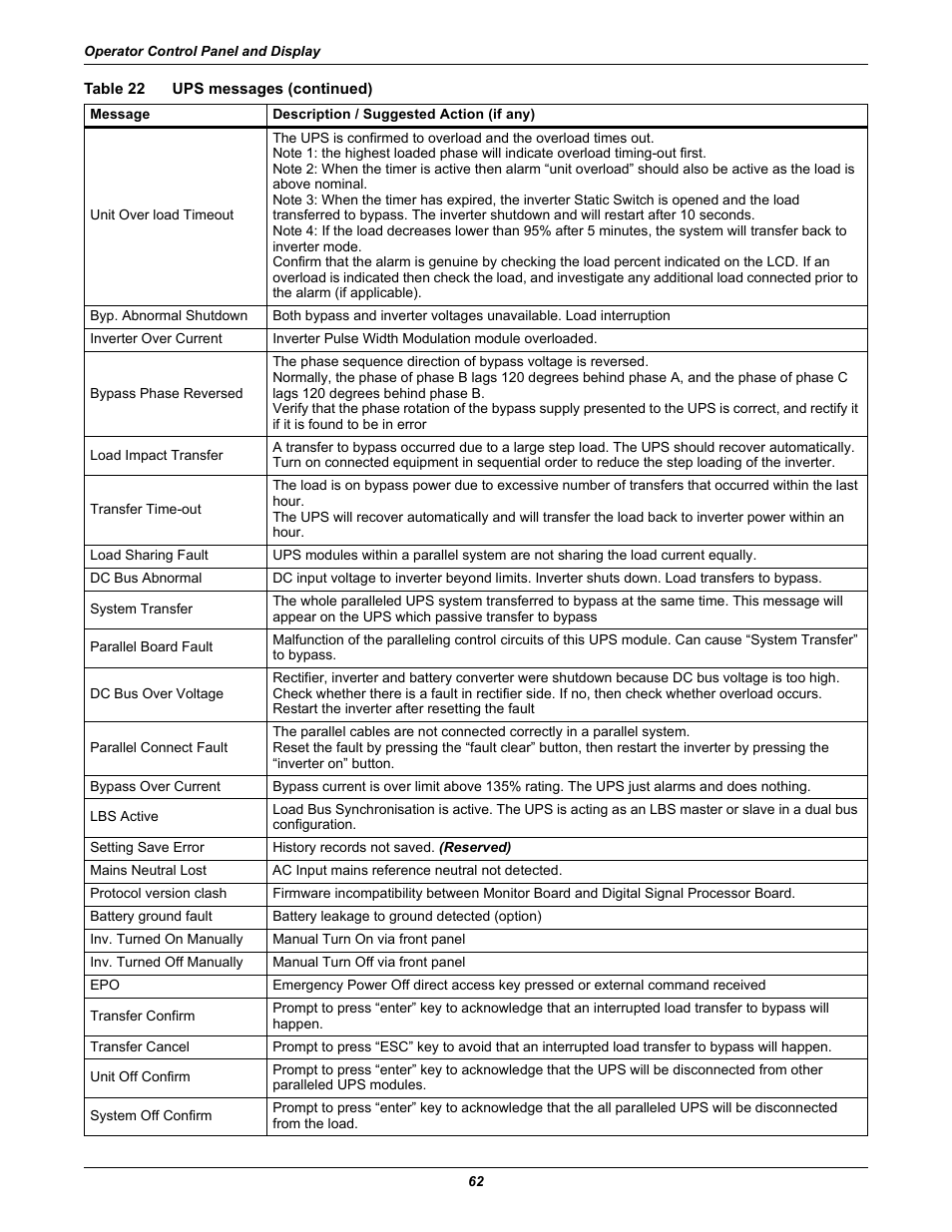 Liebert Emerson NX UPS System User Manual | Page 70 / 88