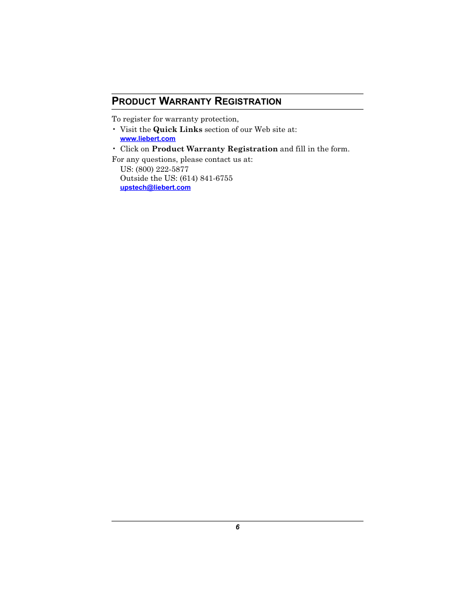 Product warranty registration, Roduct, Arranty | Egistration | Liebert Computer Drive User Manual | Page 10 / 12