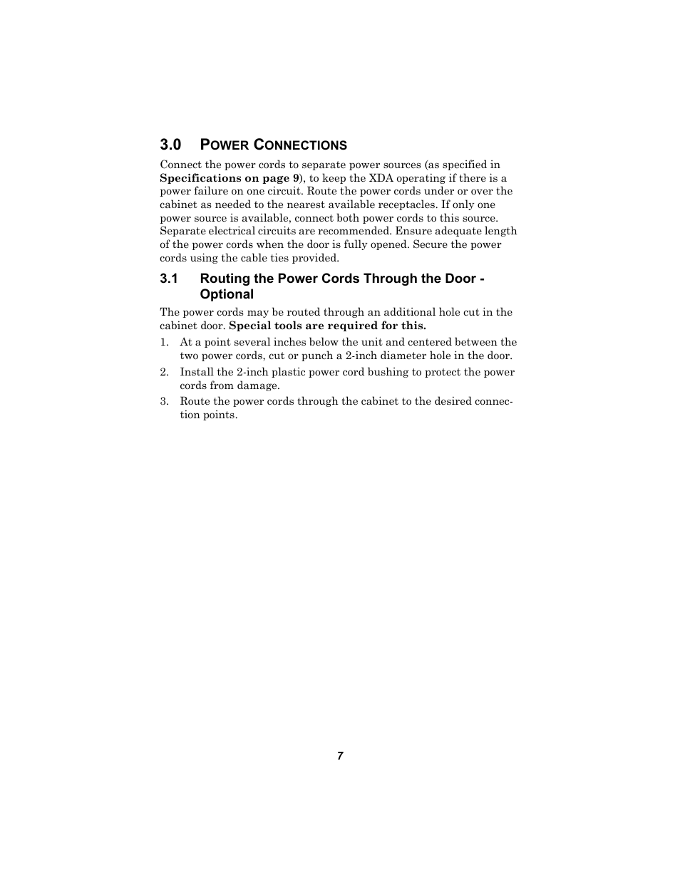 0 power connections | Liebert Air Flow Enhander XDA User Manual | Page 11 / 16