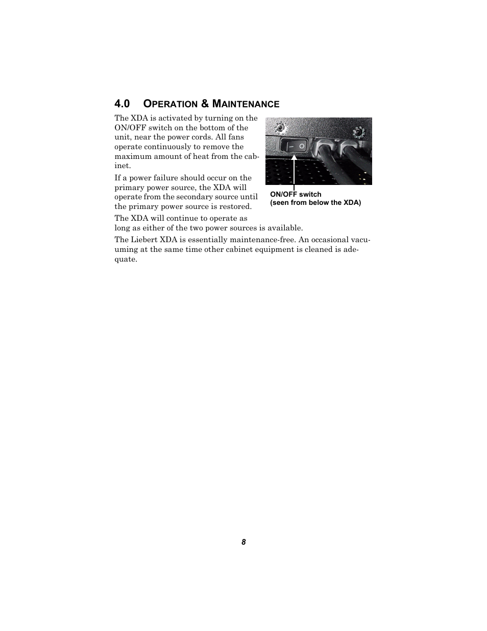 0 operation & maintenance | Liebert Air Flow Enhander XDA User Manual | Page 12 / 16