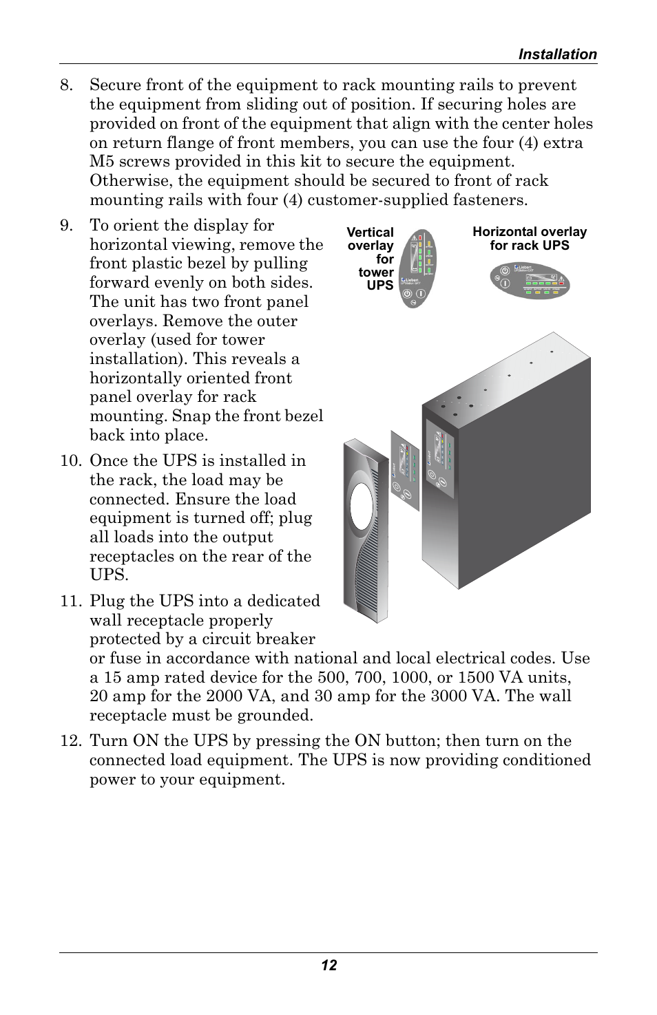 Installation 12 | Liebert GXT 2U User Manual | Page 16 / 44