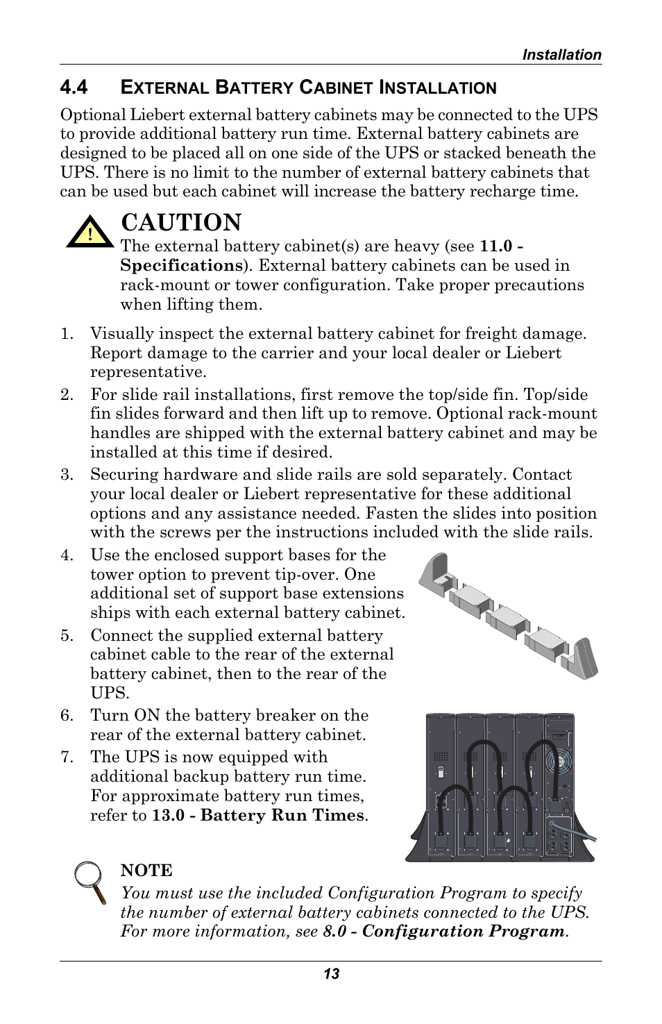 4 external battery cabinet installation, External battery cabinet installation, Caution | Liebert GXT 2U User Manual | Page 17 / 44
