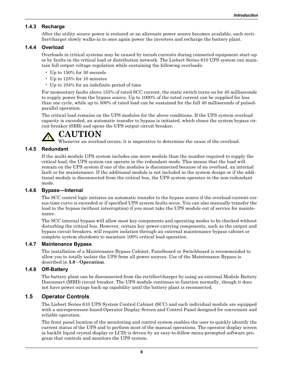 3 recharge, 4 overload, 5 redundant | 6 bypass-internal, 7 maintenance bypass, 8 off-battery, 5 operator controls, Recharge, Overload, Redundant | Liebert 1000kVA User Manual | Page 12 / 120