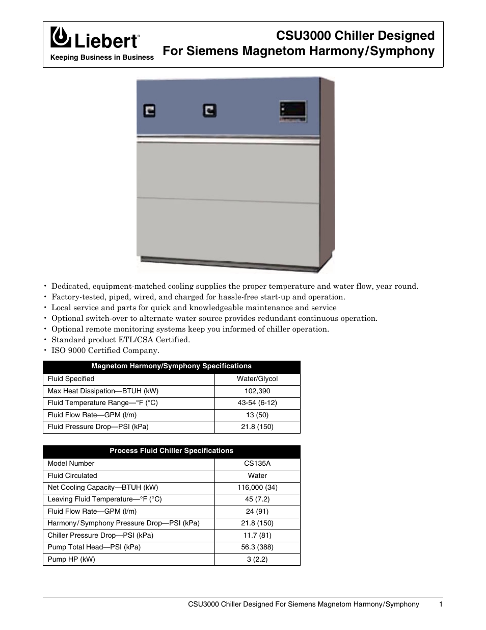 Liebert CSU 3000 User Manual | 2 pages