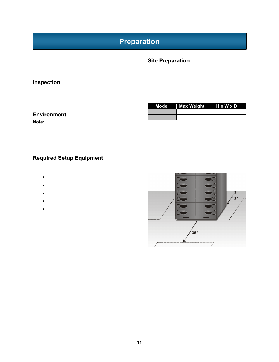 Preparation | Liebert Nfinity 208 V / 240 V 60Hz User Manual | Page 13 / 45