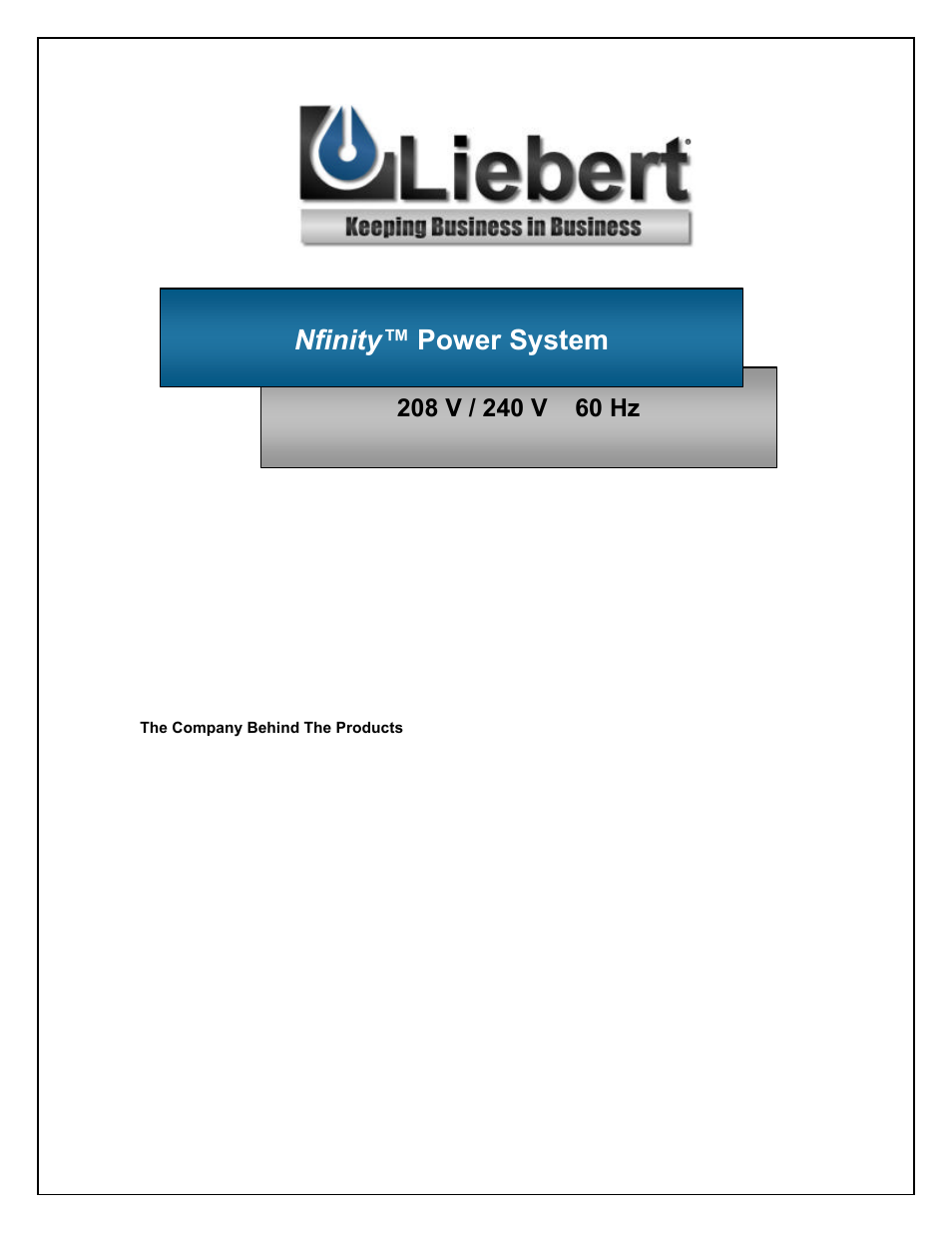 Nfinity™ power system | Liebert Nfinity 208 V / 240 V 60Hz User Manual | Page 45 / 45