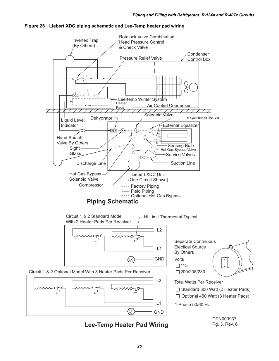 Piping schematic lee-temp heater pad wiring | Liebert Extreme Density Chiller XDC User Manual | Page 32 / 64
