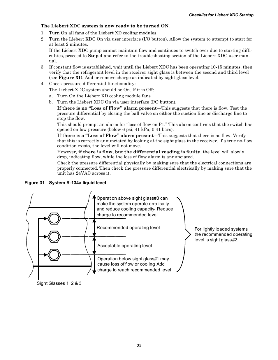Figure 31 system r-134a liquid level | Liebert Extreme Density Chiller XDC User Manual | Page 41 / 64