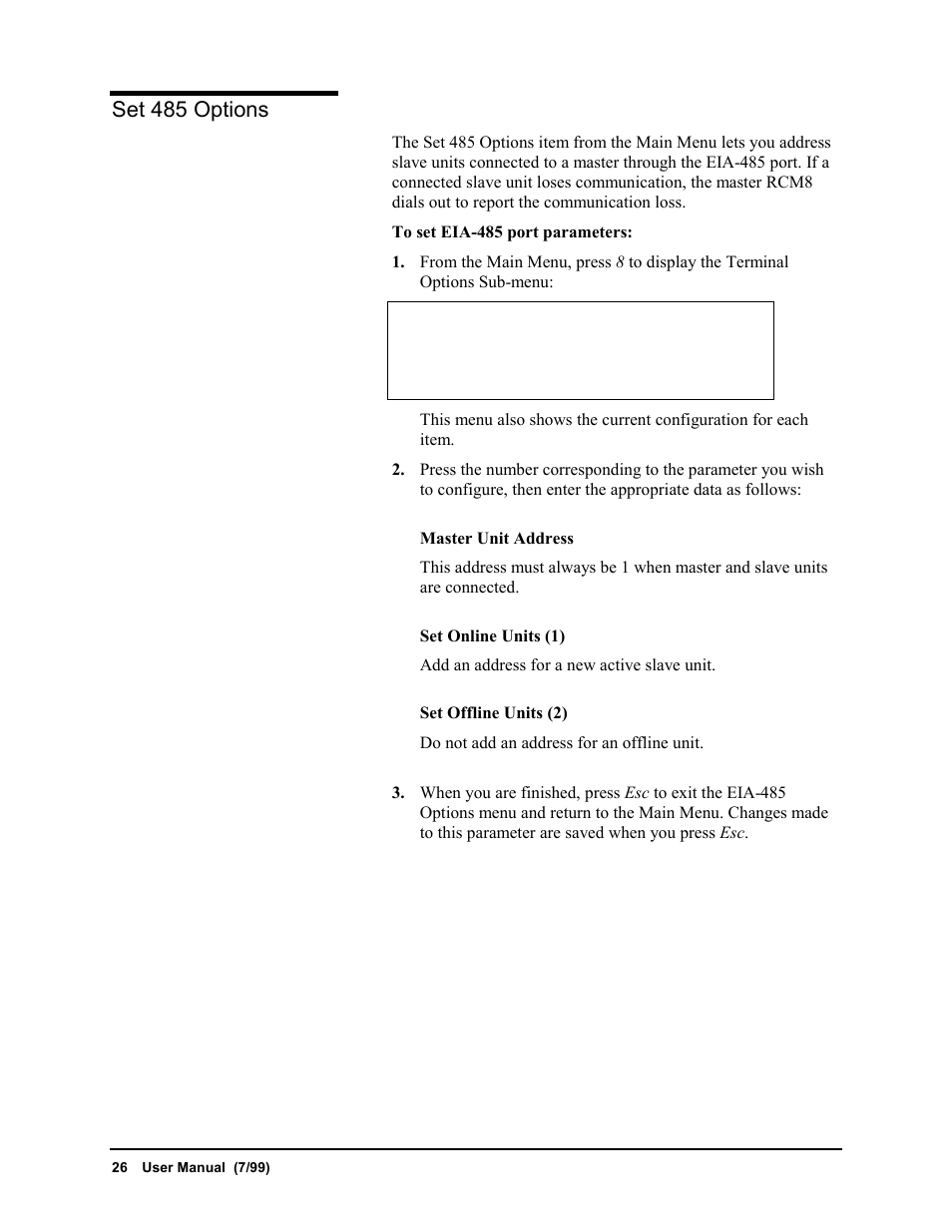 Set 485 options | Liebert RCM8DO User Manual | Page 32 / 46