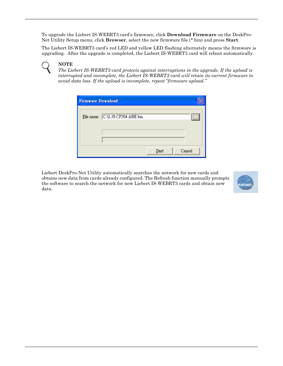 2 download firmware, Figure 7 update liebert is-webrt3 card firmware, 3 refresh | Download firmware, Refresh, Figure 7, Update liebert is-webrt3 card firmware | Liebert UPS User Manual | Page 10 / 28