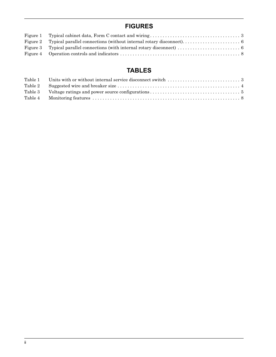 Figures, Tables | Liebert II User Manual | Page 4 / 17