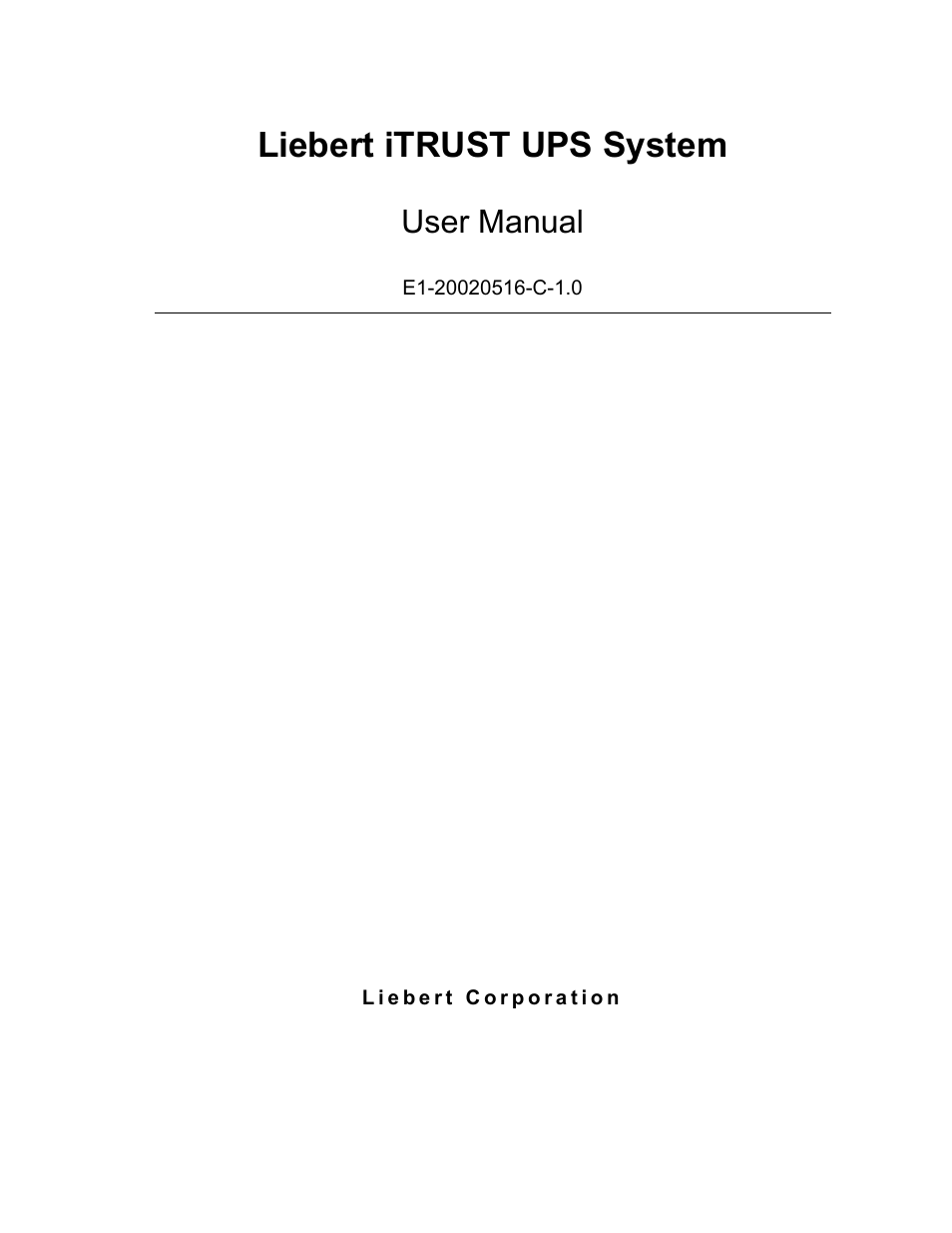 Liebert UPS System User Manual | 121 pages
