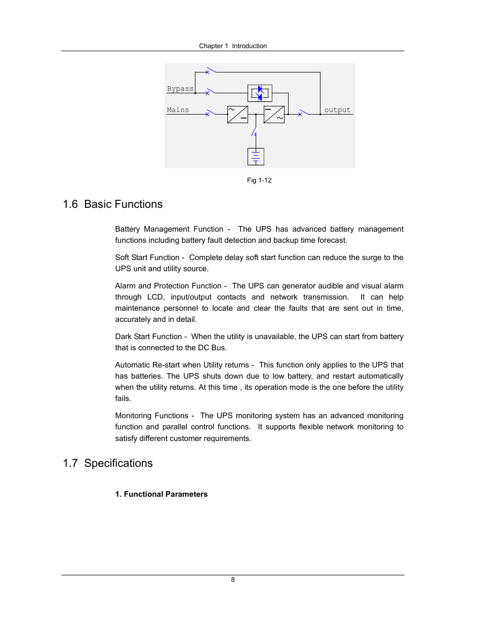 6 basic functions, 7 specifications | Liebert UPS System User Manual | Page 14 / 121