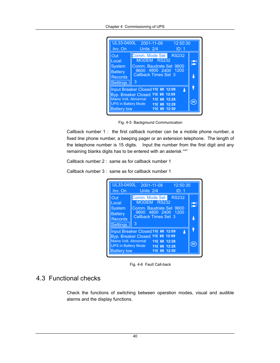 3 functional checks | Liebert UPS System User Manual | Page 46 / 121