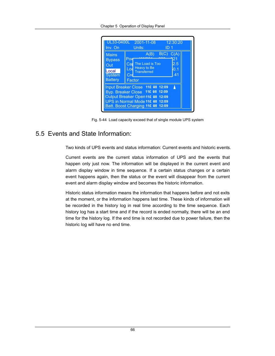 5 events and state information | Liebert UPS System User Manual | Page 72 / 121