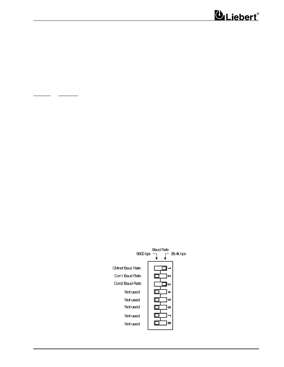 Addressing, baud rates, and console settings | Liebert 232 User Manual | Page 7 / 23