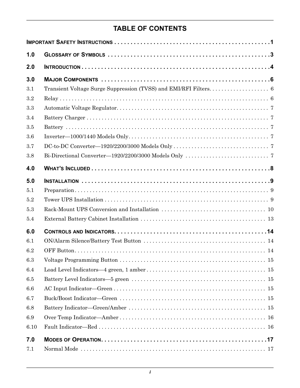 Liebert PowerSure PSI 1000 - 3000VA 60 Hz 120V User Manual | Page 3 / 36