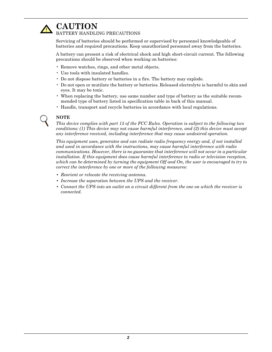 Caution | Liebert PowerSure PSI 1000 - 3000VA 60 Hz 120V User Manual | Page 8 / 36