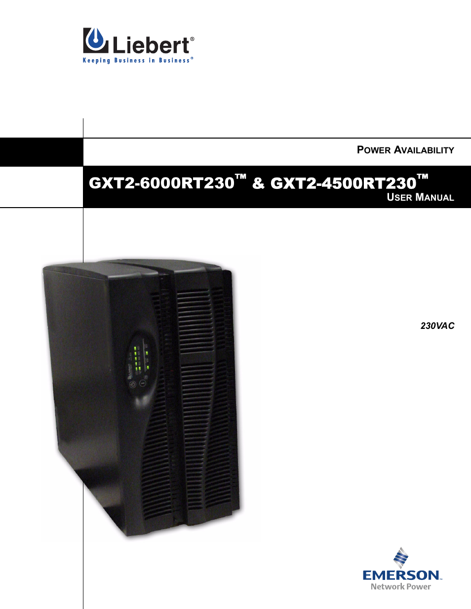 Liebert GXT2-6000RT230 User Manual | 40 pages