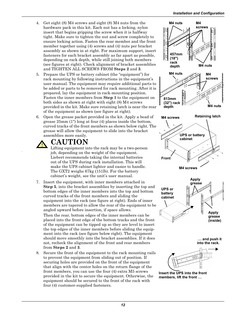 Caution | Liebert GXT2-6000RT230 User Manual | Page 16 / 40