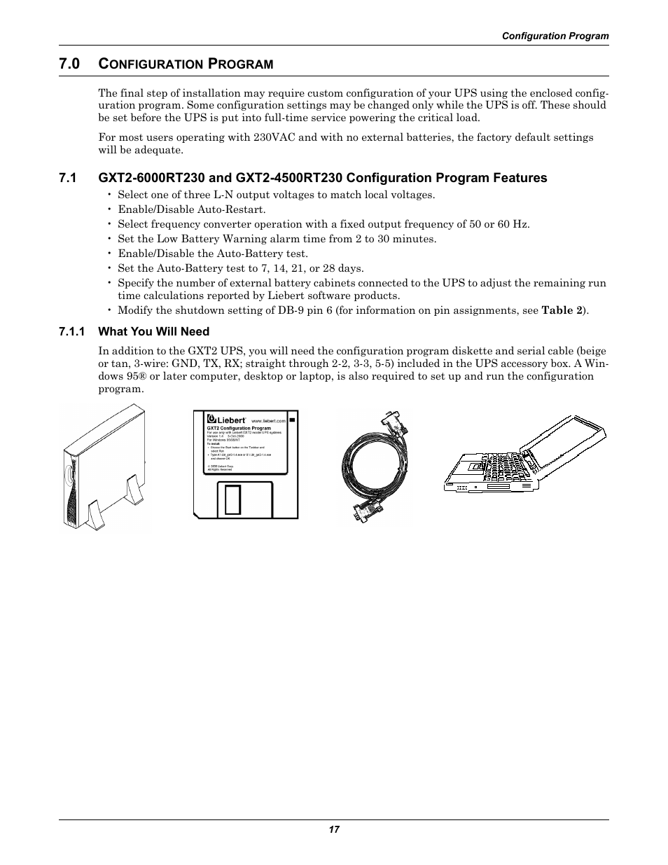 0 configuration program, 1 what you will need, Onfiguration | Rogram, What you will need | Liebert GXT2-6000RT230 User Manual | Page 21 / 40