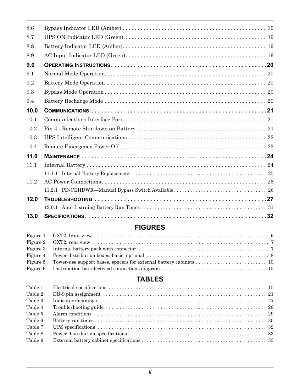Figures, Tables | Liebert GXT2-6000RT230 User Manual | Page 4 / 40