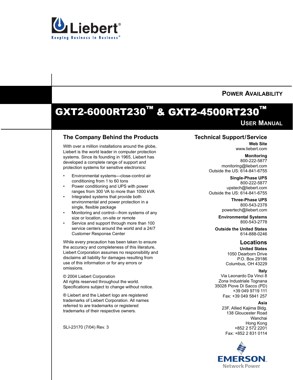 Liebert GXT2-6000RT230 User Manual | Page 40 / 40