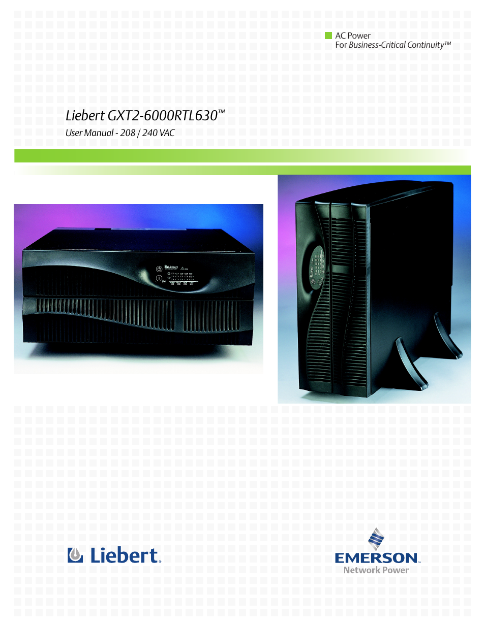 Liebert GXT2-6000RTL630 User Manual | 44 pages